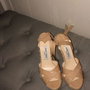 Jimmy Choo nude espadrilles sandals wedges